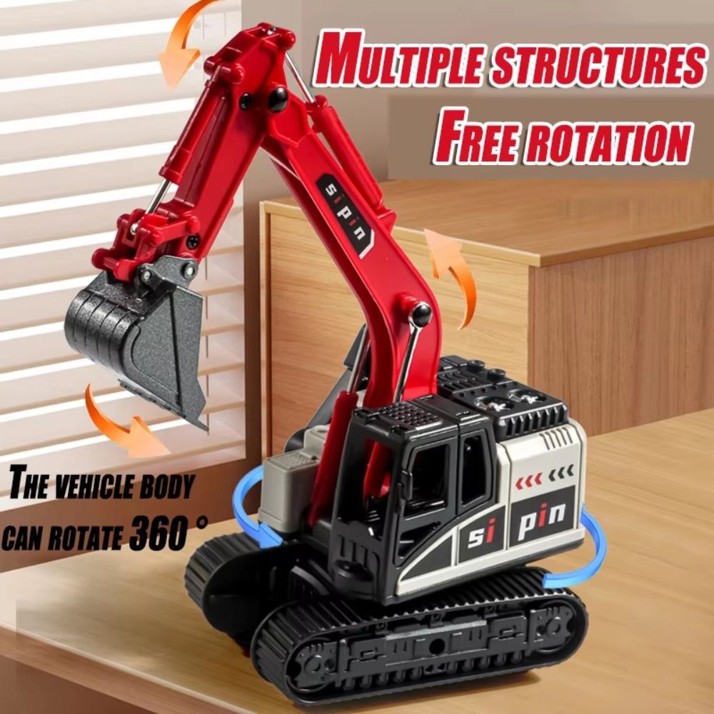 for Children Simulation Inertial Engineering Vehicle Rotatable Desk Ornaments Excavator Model Toy Flexible Joints Pull Arm Forklift Car Model Boys Gifts