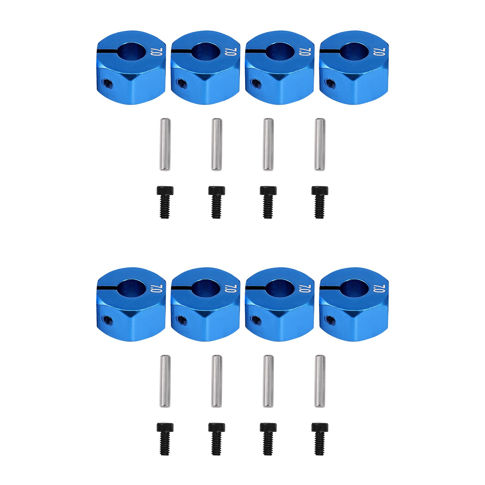 5X RC Blue Aluminum 7.0 Wheel Hex 12MM Drive with Pins Screws 4P Ca