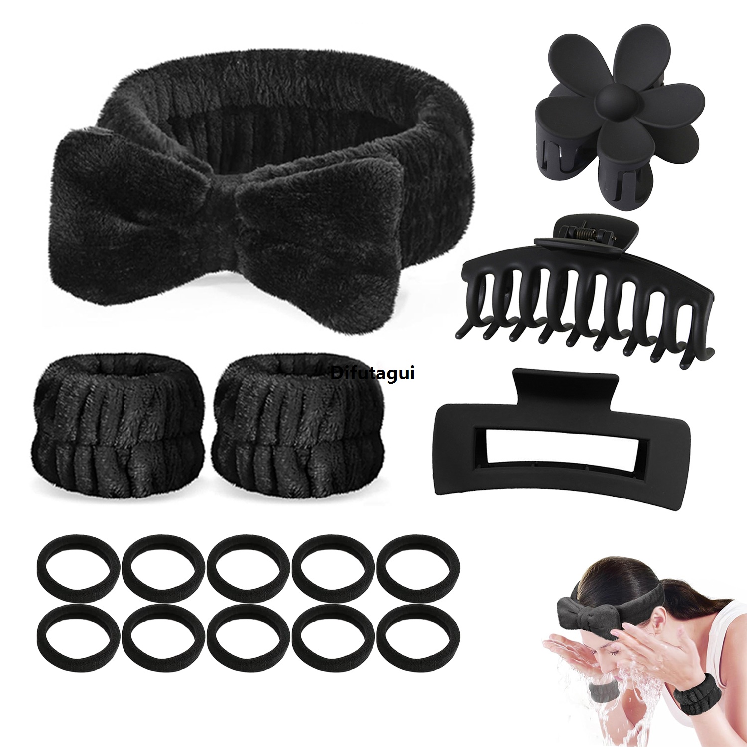 Difutagui Luxury 16Pcs Set Headband Matte Grip Coral Velvet Wrist Hairpin Profesional Set 2 Colors Household Hair Accessories For Women