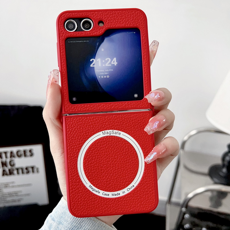 Folding Fall Protection Phone Shell With Ring Holder For Samsung Galaxy Z Flip5 Flip4 Flip3 Shockproof Leather Plating PC Hybrid Case Cover