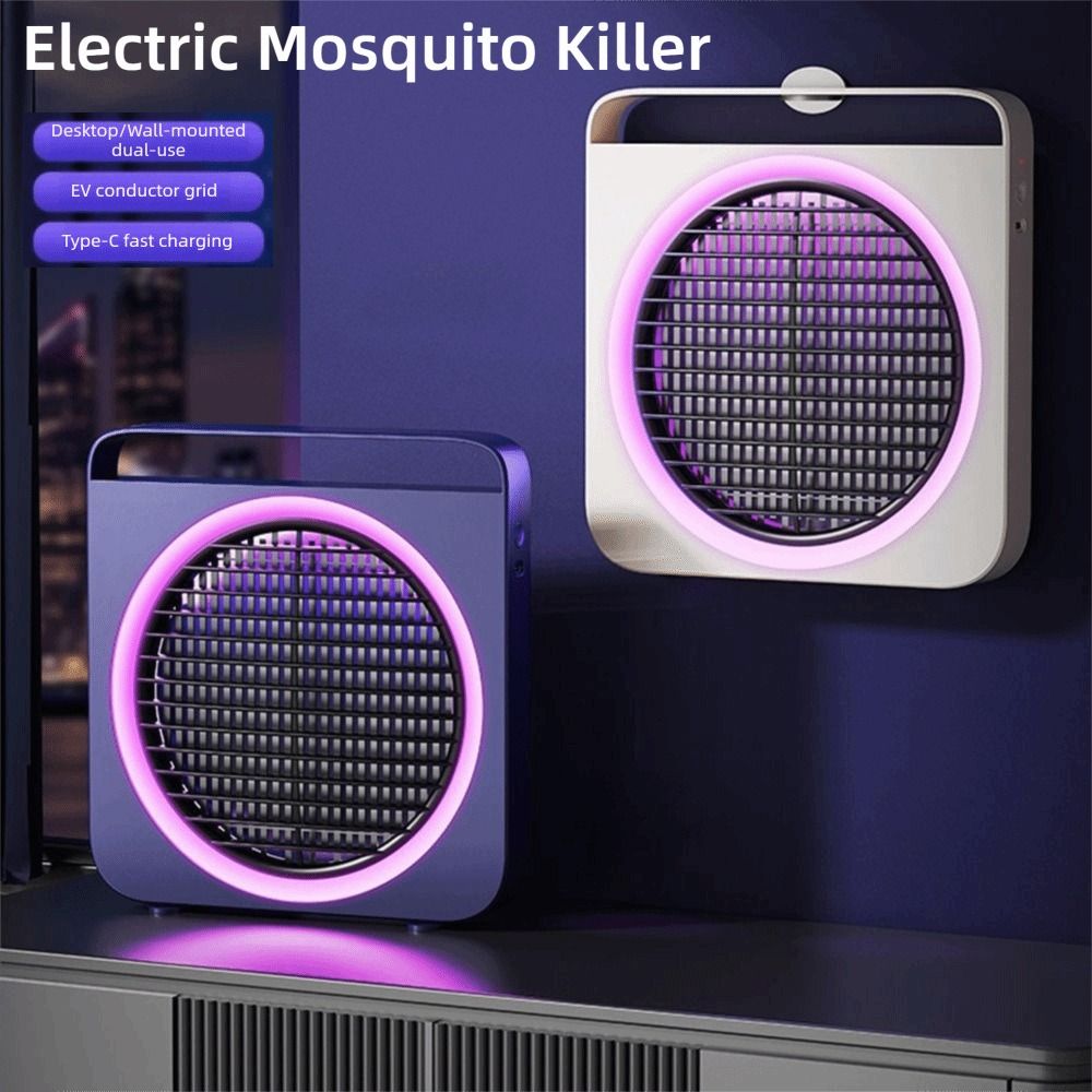 Portable 2400V High Voltage Electric Mosquito Killer Hanging/Free-standing UV Light Shock Mosquito Light Charging Safe Electric Fly Trap Light Bedroom