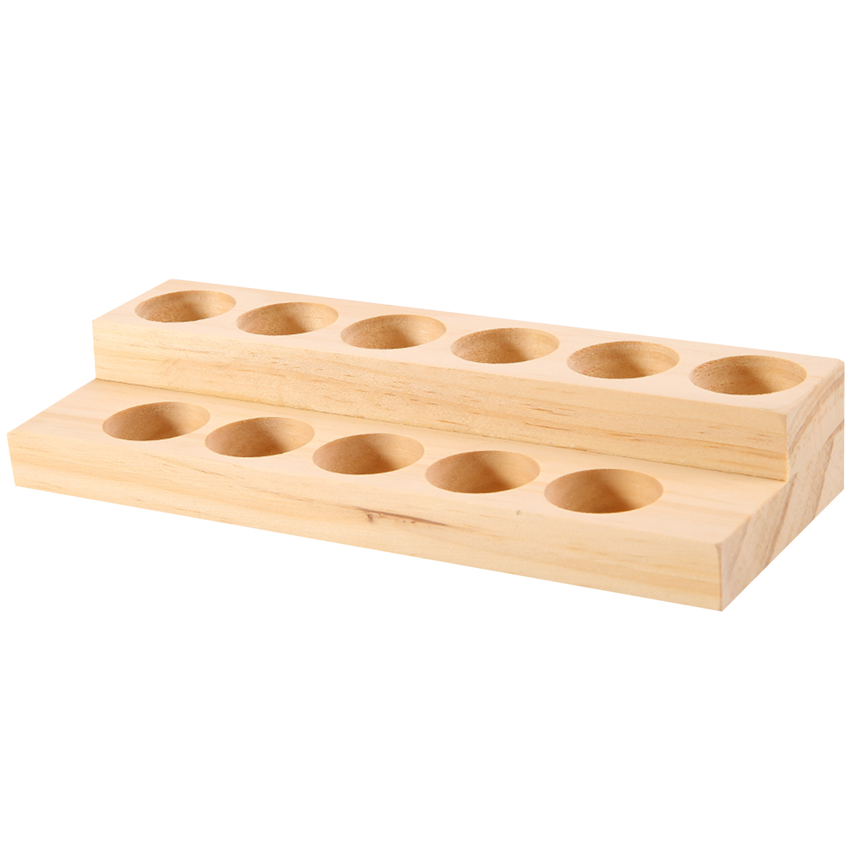 NAMUNY 11 Holes Wooden Essential Oil Tray Handmade Natural Wood Display Rack Demonstration Station For 5-15Ml Bottles