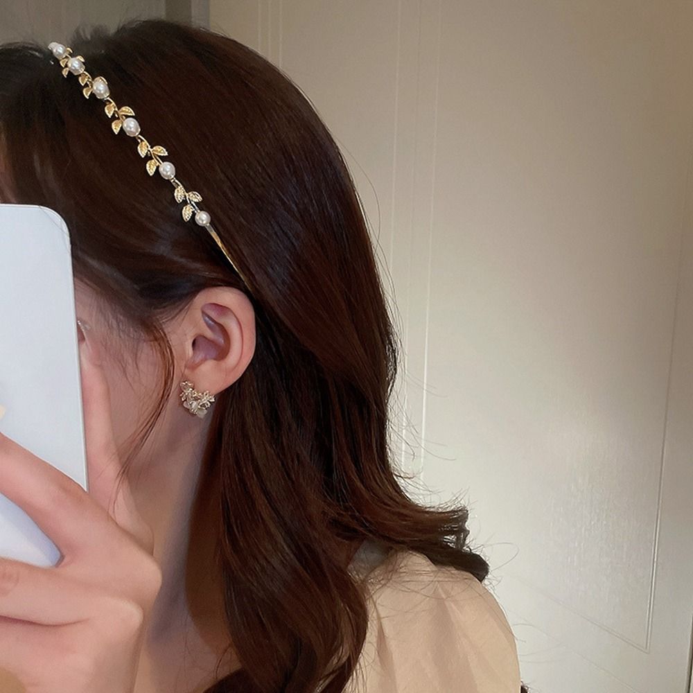 Headwear thin girl headwear hair wash bride hair ornament sweet high quality women wedding headpiece with hair tie leaf headband headband
