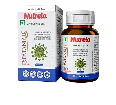 NUTRELA PATANJALI VIT D2K NATURAL TAB- VANILLA Pack of 16 GM