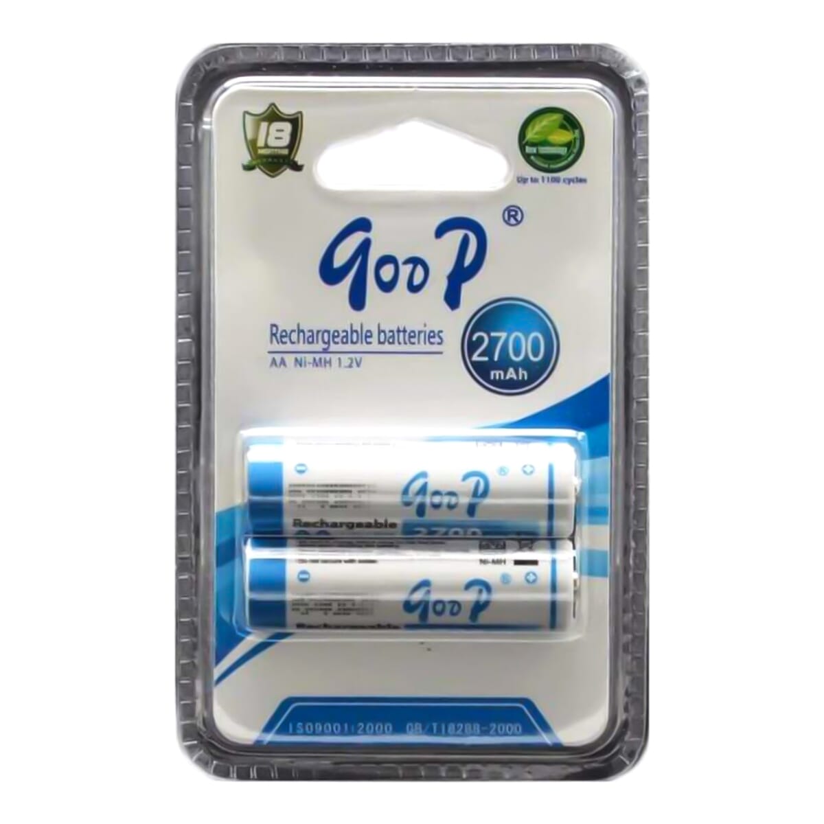 GOOP AA and AAA Size Rechargeable Batteries 1 Pair 800 mAh, 1350 mAh and 2700 mAh for Radio, TV Remote, Wall Clock, Toys and Electronics