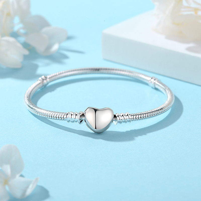 Original 925 Sterling Silver Bracelets For Women Charms Beads Rose Gold Pave CZ Love Heart Snake Chain Luxury Jewelry