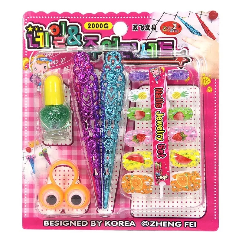 Bizzy Children Kids Nail Art Princess Girl Toy Handmade Pretend Play Makeup Game Set Cosmetic Toy Manicure Nail Art For Kids Gift