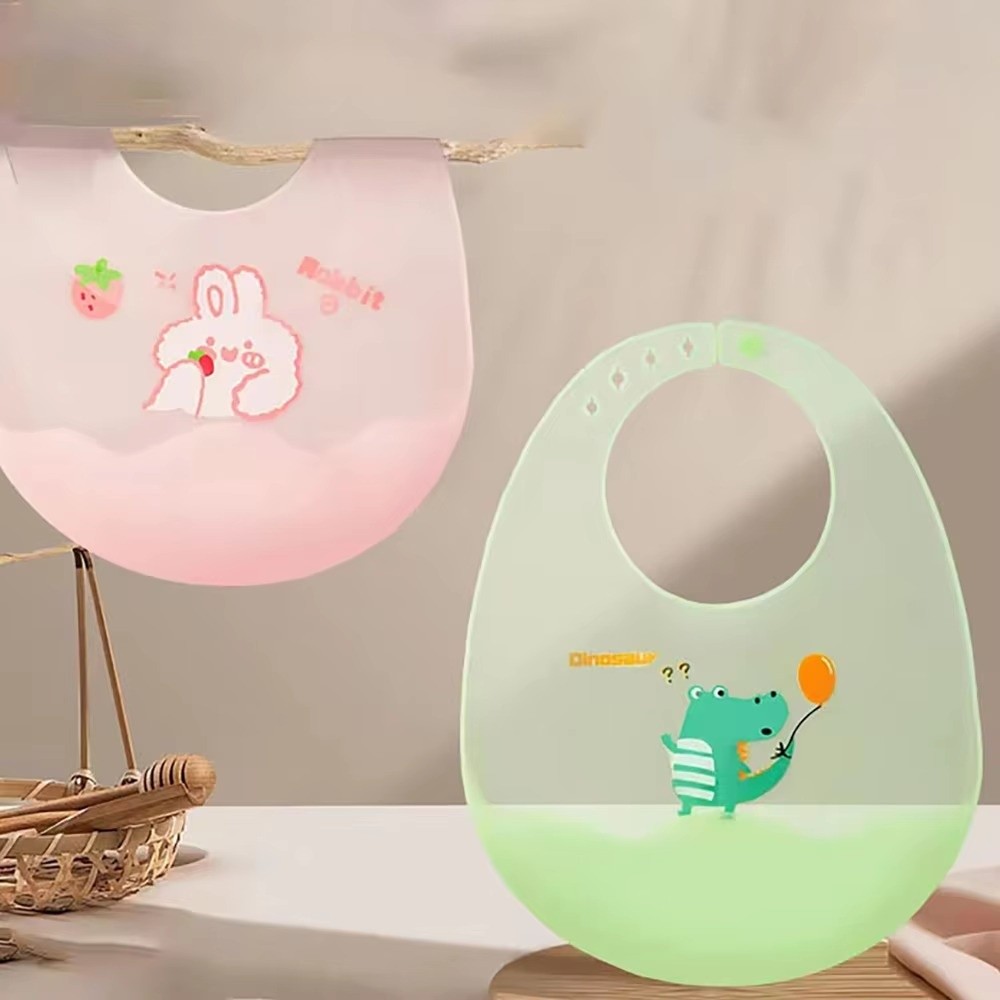 Cute Waterproof Baby Bibs Silicone Soft Baby Stuff Adjustable Lightweight Baby Food Napkin Baby Feeding Stuff