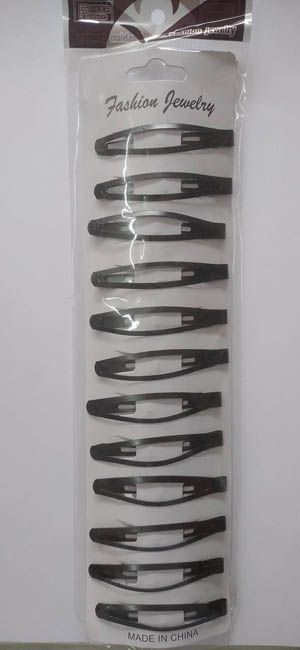 Black Metal Bow Prong Clamps Snap Hair clips (6 Pairs Set )