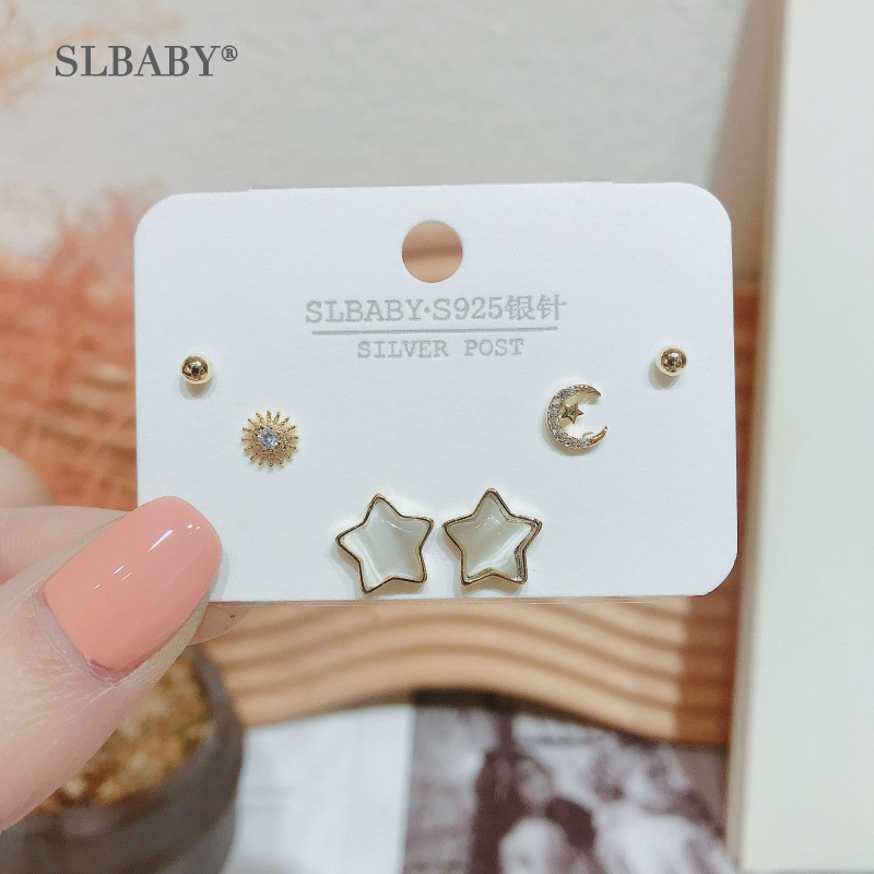 【New arrival】French cat's eye five-pointed star gold earrings women's 2022 tide burst earrings classic fashion atmosphere tassel earrings