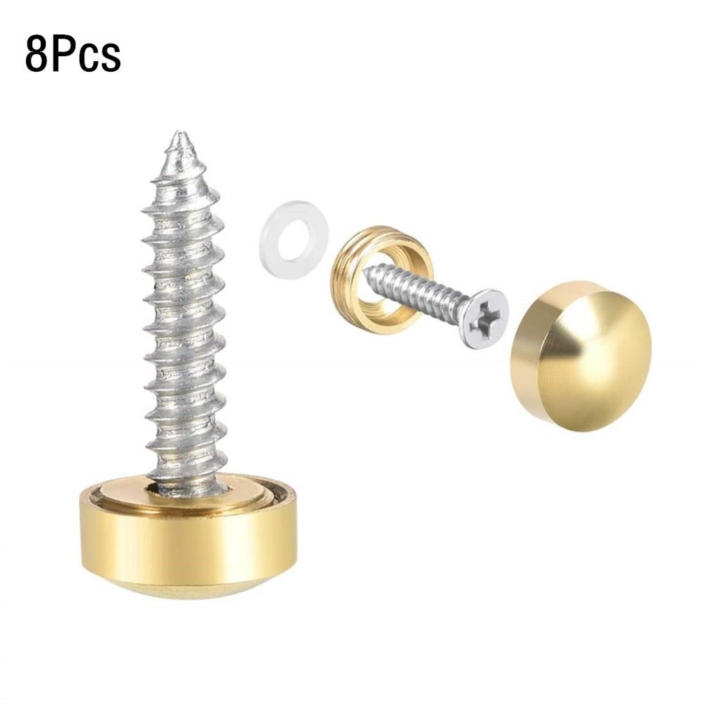 8Pcs Durable Polished Gold Mirror Screws 10mm/12mm/14mm/16mm/18mm Decorative Caps Screw Caps