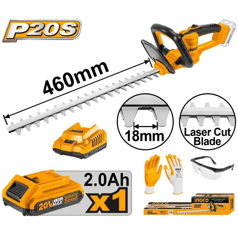Ingco Power Cordless Grass Hedge Trimmer 20V Function Summer Product