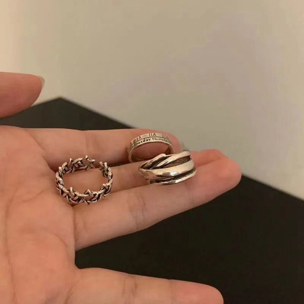 Retro Trendy Men Letter Hip-hop Width Twist Roman Numeral Couple Ring Opening Adjustable Ring Ring Female Finger Ring