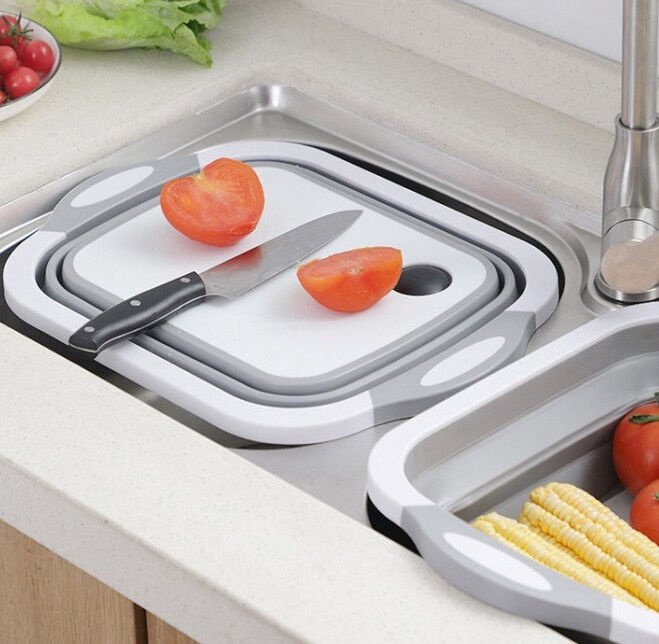 Multifunction Collapsible Chopping Board: Strainer, Vegetable Basket, Portable Wash