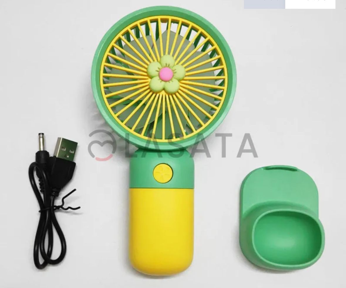 Cute Korean Design Mini Portable Fan with Lithium Rechargeable Battery | 3 Speed Mode
