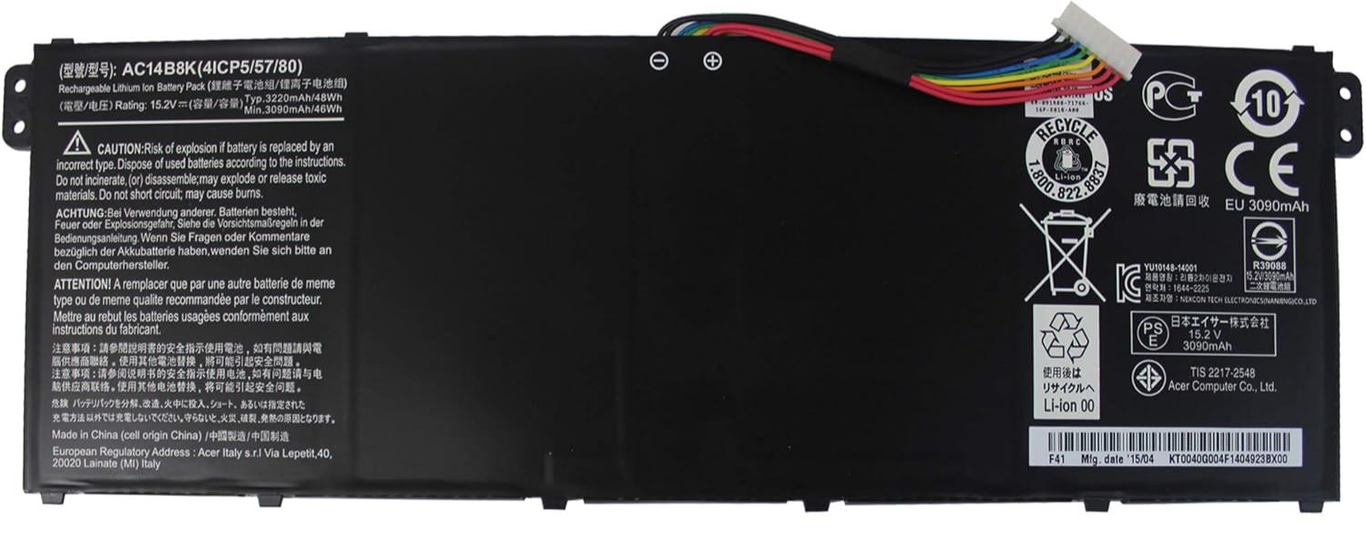 AC14B8K Original Laptop Battery For Acer Nitro 5 AN515-51 AN515-52 AN515-53 Aspire V3-371 V3-111 ES1-111 ES1-512 R3-131T R5-471T R7-371T R7-372T Series With 6 Months Replacement Warranty