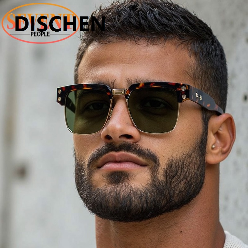 DISCHEN New style Steampunk Polarized Square Sunglasses Men 2025 Luxury Brand Vintage Punk Metal Outdoor UV400 Sun Glasses Classic Driving Shades