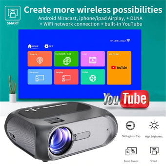 T7 HD 1080P Smart Home Theater Projector Multimedia Multi-Screen Interactive (7000 lm) Portable Projector