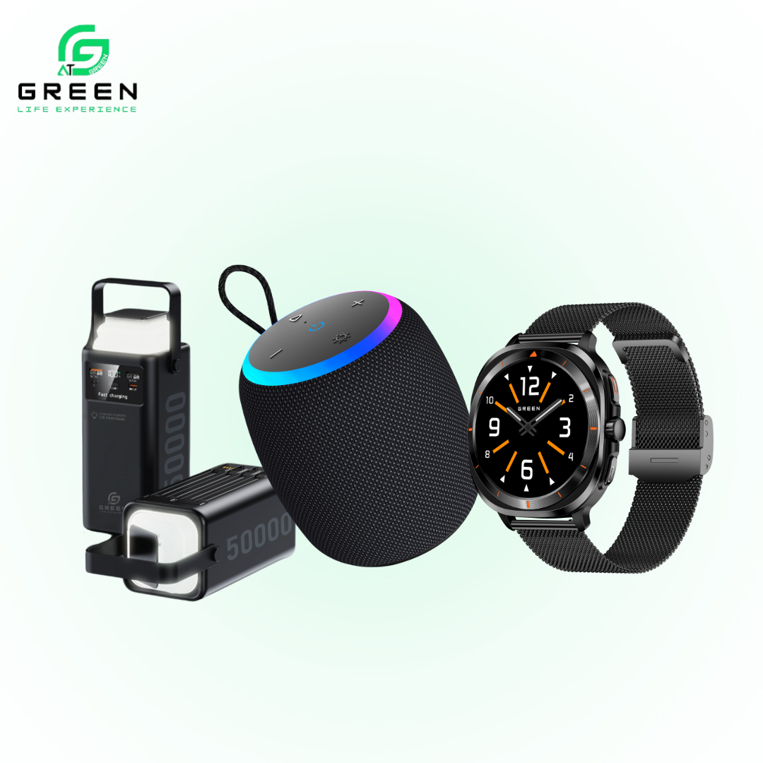 Green Combo Plus | Squaro Smartwatch | Melody-15 Pro Bluetooth Speaker And Turbo-50 50000mAh | PD Fast Charging | Super Fast Charging Powerbank | Squaro In-Build DA GPT, Super AMOLED Display| Melody-15 Pro 15Watt Output | 60mm Dynamic Driver | 8H Play