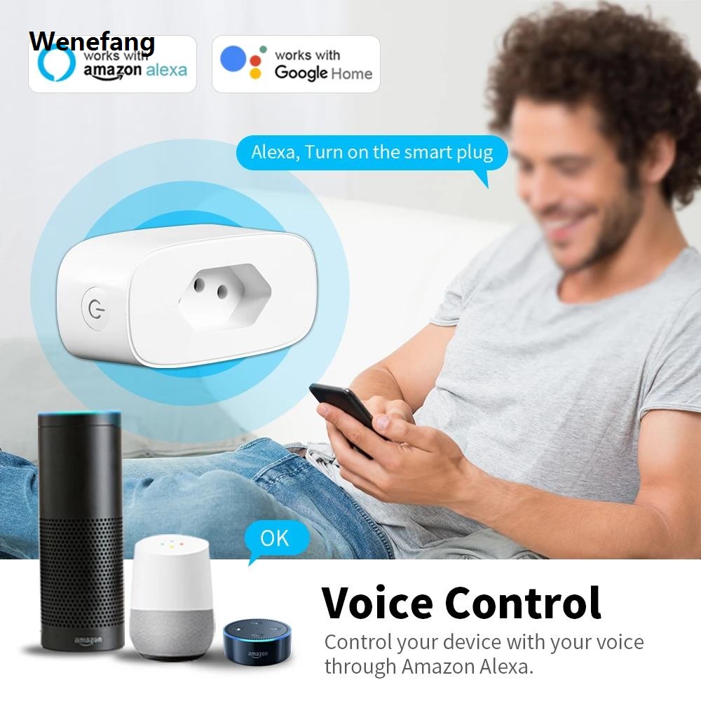 Wenefang Tuya Zigbee 3.0 Smart Brazil Plug 16A Brazil Socket Outlet with High Quality Energy Monitoring Timer Voice for Smart Life Alexa Google Home