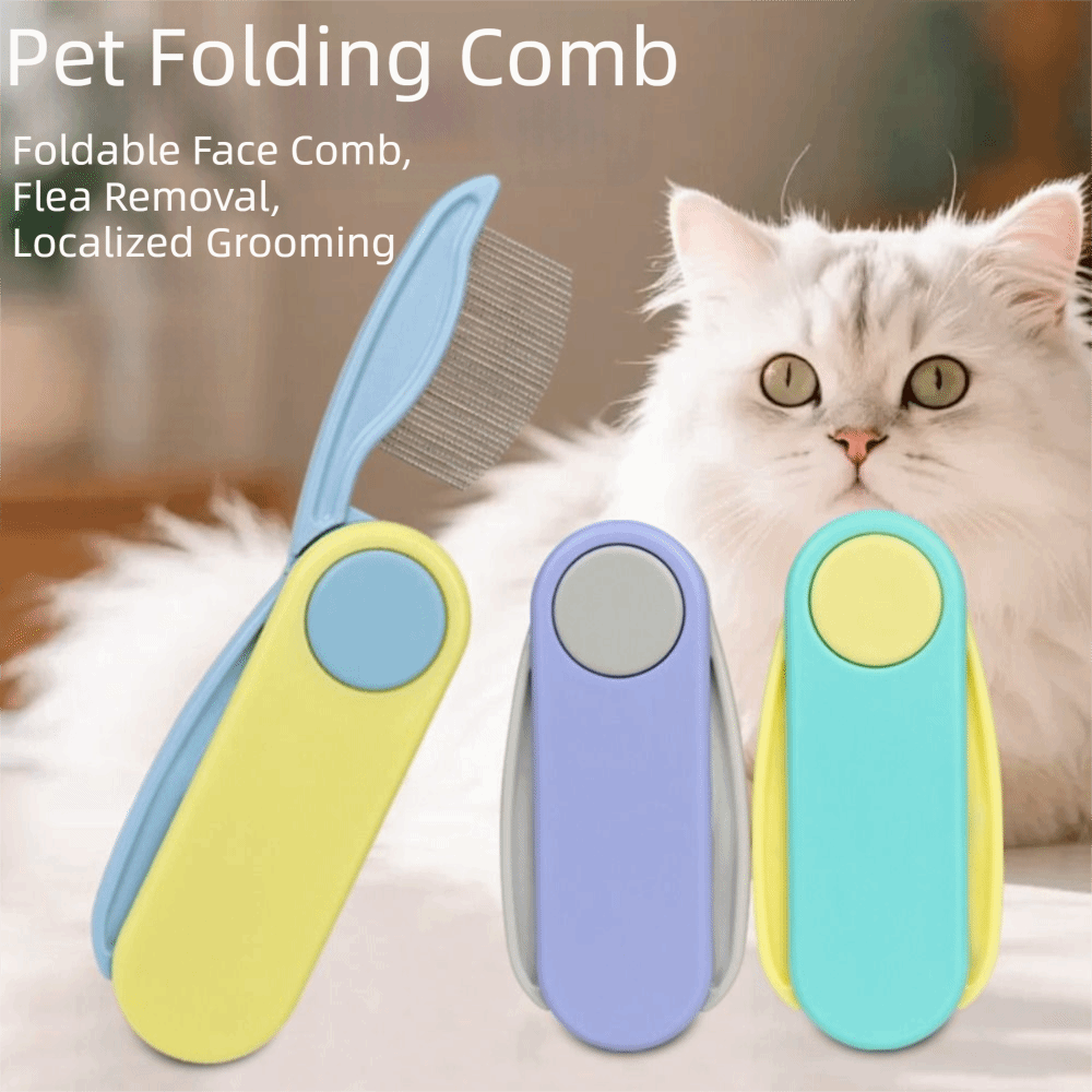 Compact Foldable Cat Flea Comb Dense Tooth Face Comb Dog Grooming Brush Portable Double Sided Dog Beauty Comb Hair Cleaning