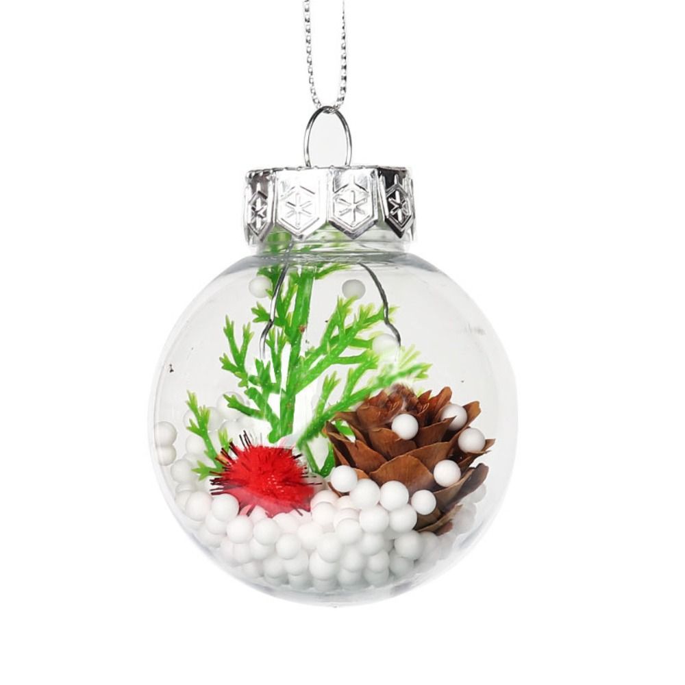 1PC Hanging Ball 8cm Christmas Ball Transparent Baubles Christmas Tree Ornament Decoration DIY Christmas Hanging Pendant Party