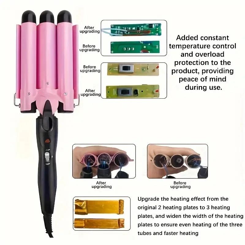 New style 。 Fixture, Salon Quality Device, Perfect Wave Maker－Electric Curling Ceramic Triple Barrel Curl 1PC－Professional Curly Stylist