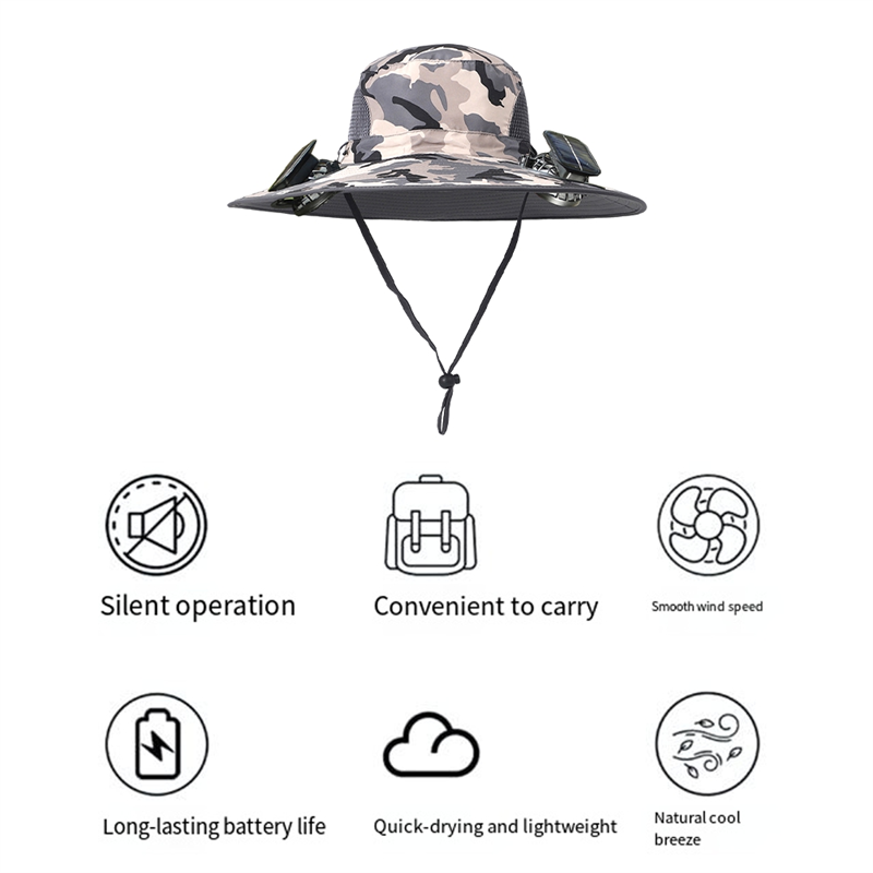 Solar Charging Cap with Two Fan Solar Fan Cap Adjustable Outdoor Sunscreen Fisherman Hat for Camping Hiking Fishing