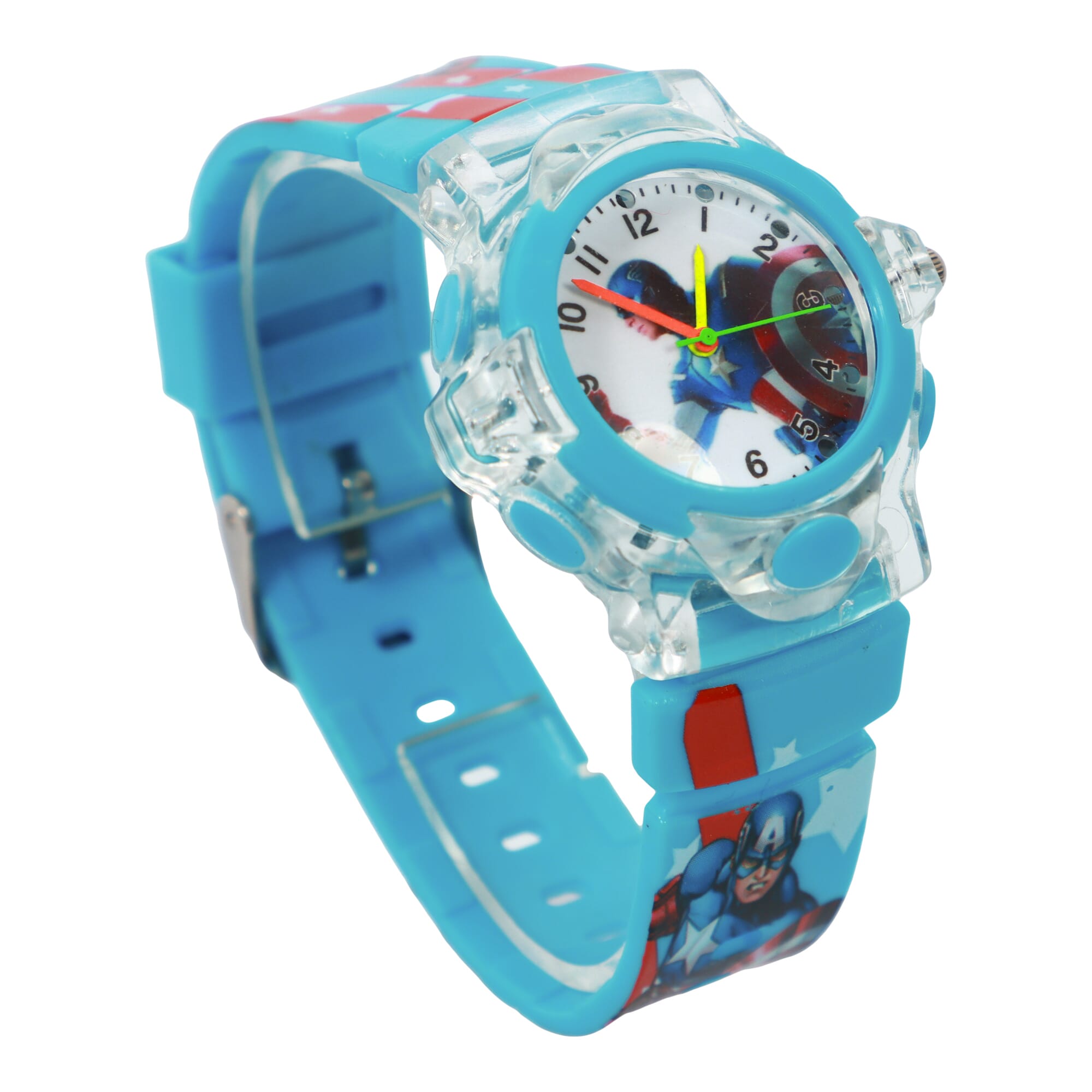 Blue Color Captain America Printed Watch For Kids