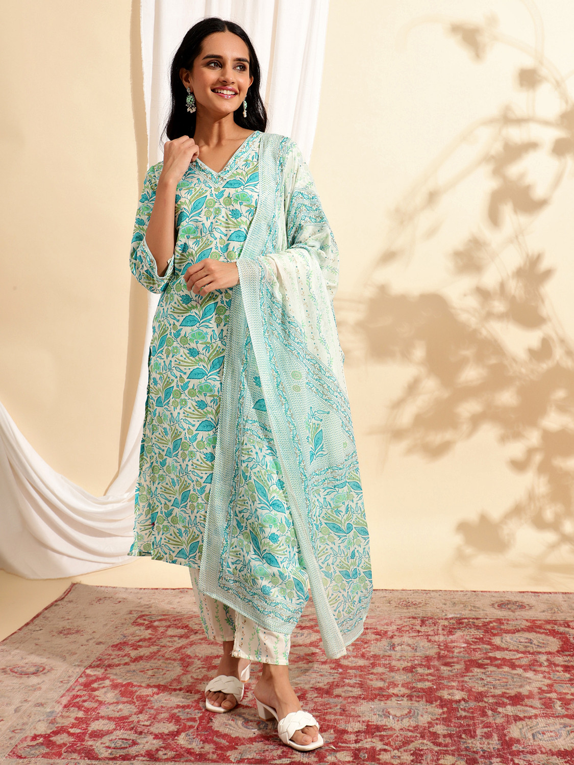 Fabdale Pure Cotton Printed Kurta Pant with Dupatta | Festive, Wedding & Casual Wear (DVST-025)