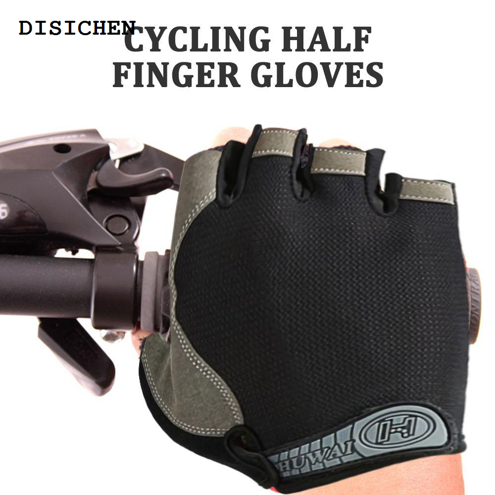 DISICHEN Fashion Half Finger Gloves Gym Fitness Anti-Slip Women Men Gel Pad Gloves Gym Cycling Fingerless Gloves Bicycle Accessories