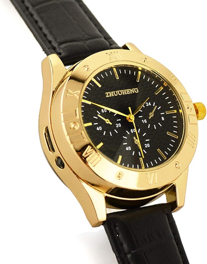 New WatchLighter 2-in-1 USB Rechargeable Windproof Flameless Watch Flame Lighter Built-in Rechargeable Lighter Sporty Watch Creative Electronic Lighter No Fuel