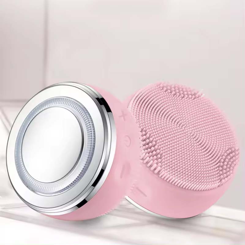 LED Waterproof Electric Sonic Facial Exfoliating Cleanser Silicone Facial Cleansing Brush With 6 Replaceable Face Brush