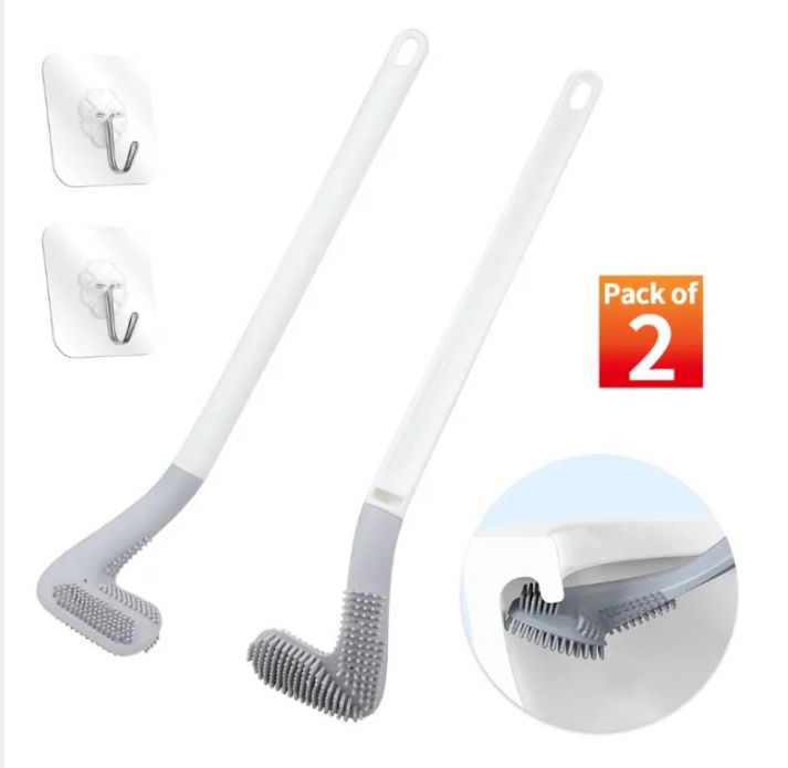 Deep Cleaning Flexible Silicone Toilet Brush with Non-Slip Long Handle