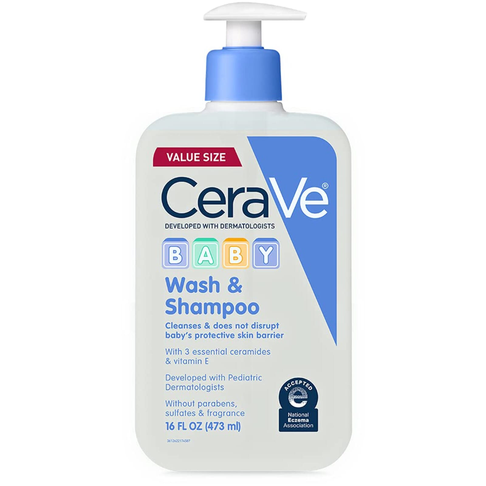 CeraVe Baby Wash & Shampoo 2-in-1 Tear-Free, 16 Ounce, 473 mL