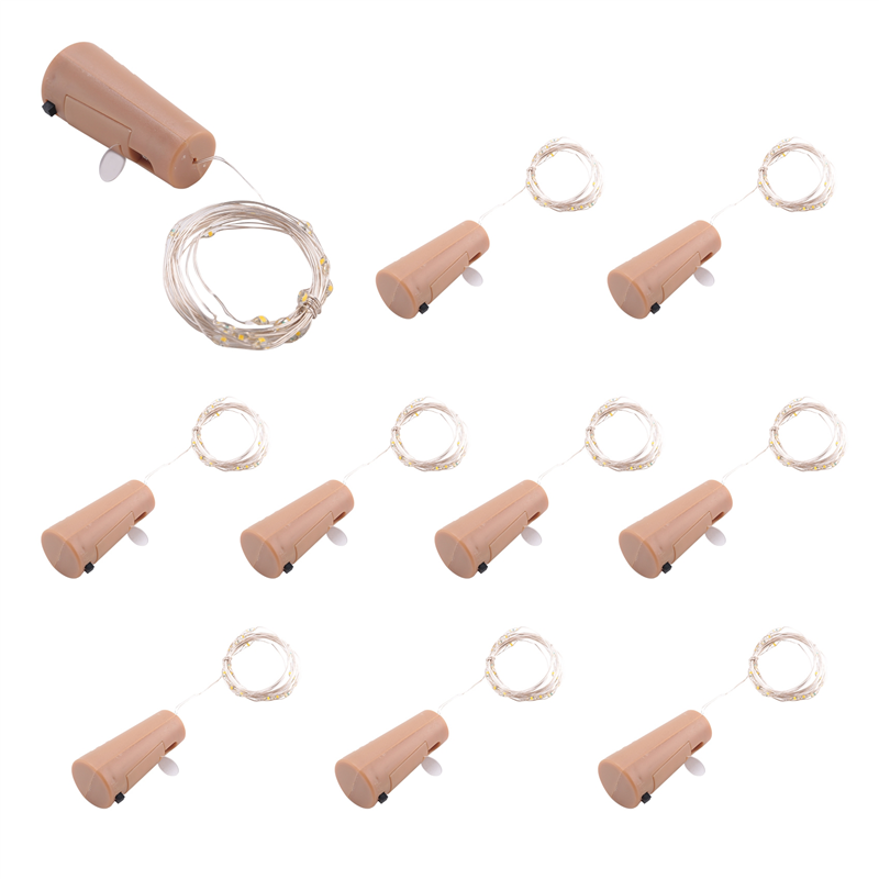 NAMUNY 10 Packs Including Battery Led Wine Bottle Stopper Copper Wire Light String 2M 20LED Atmosphere Decorative Light