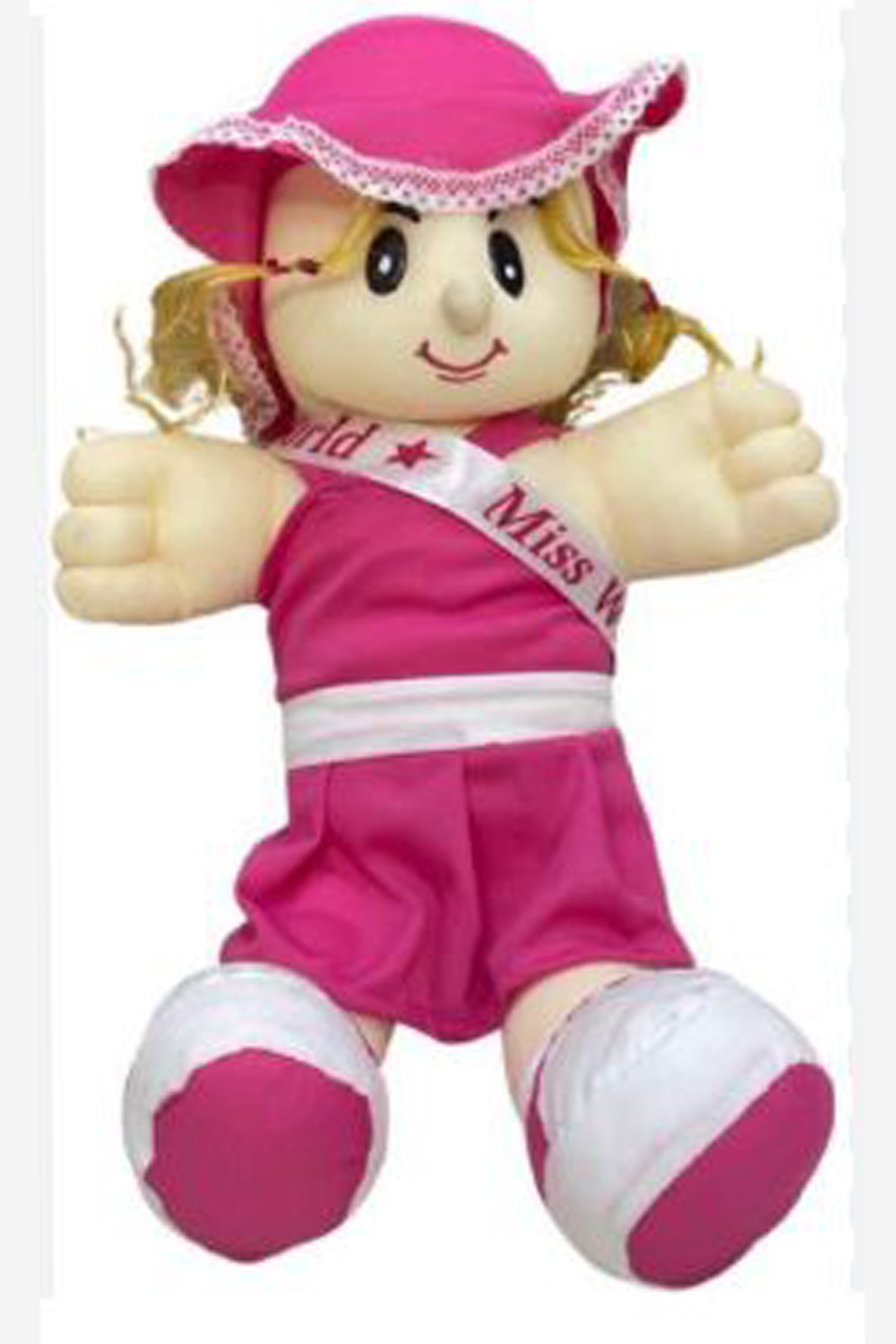 Miss World Doll with Curly Hair Stuffed Gift Toy for Kids - 40 cm (Multicolor)