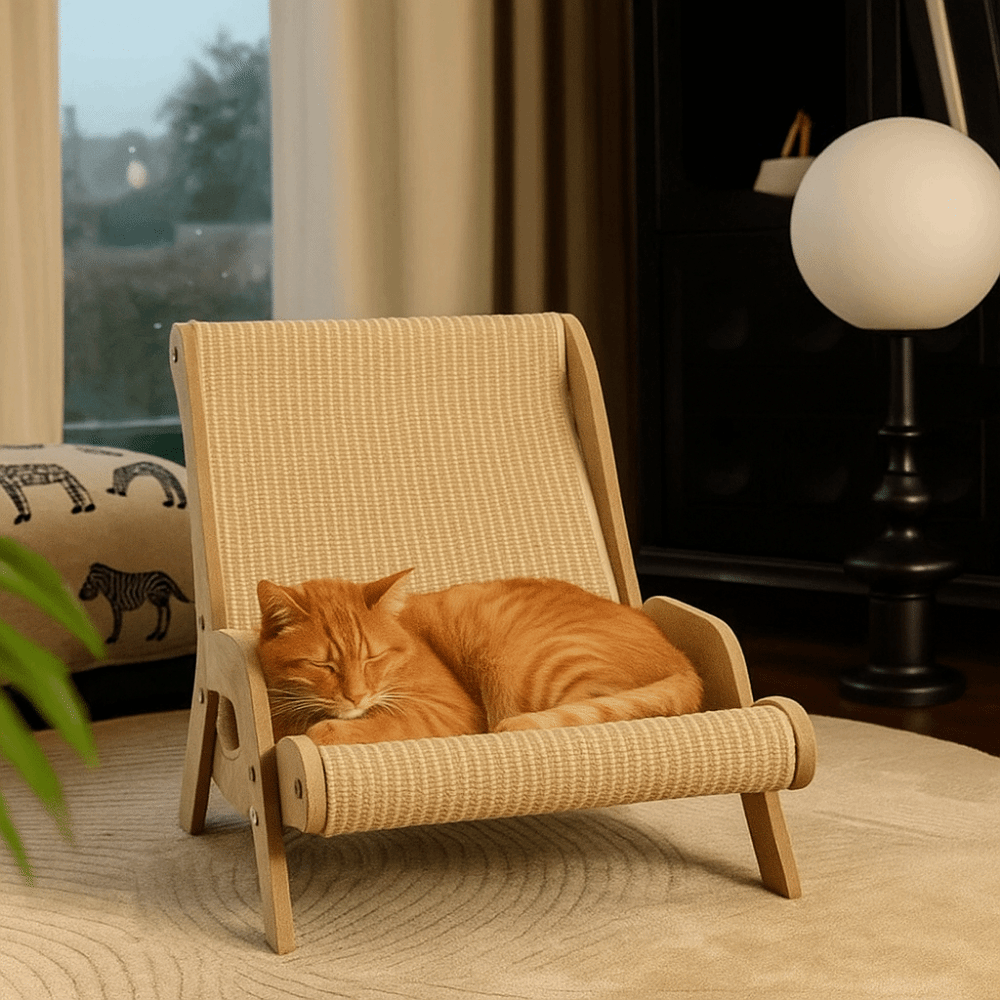 Cat Scratcher Wooden 2 in Cat Sisal Chair Wear-Resistant Moisture-proof Cat Sofa Bed Breathable Elevated Cat Hammock Bed for Cats/Dogs