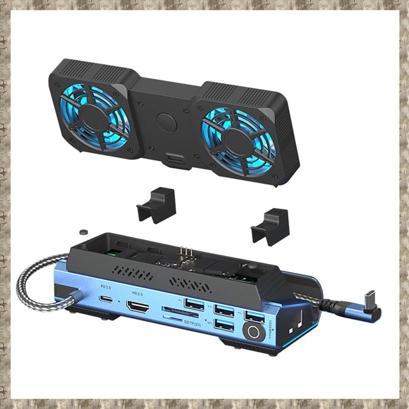 (GREH) 10-in-1 Type-C Game Docking Station for Steam DeckROG Ally/Switch M.2 PCie Nvme Hard Disk Box,USB C HUB 4K60HZ Dual Fan