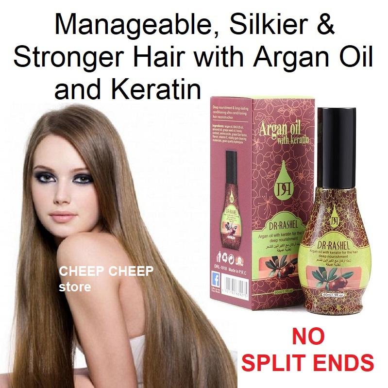 Argan Oil with Keratin for Healthier, Longer, More Manageable, Shiny, Tangle-Free, Lustrous Conditioner Serum Treatment for Hair Nails 60ml