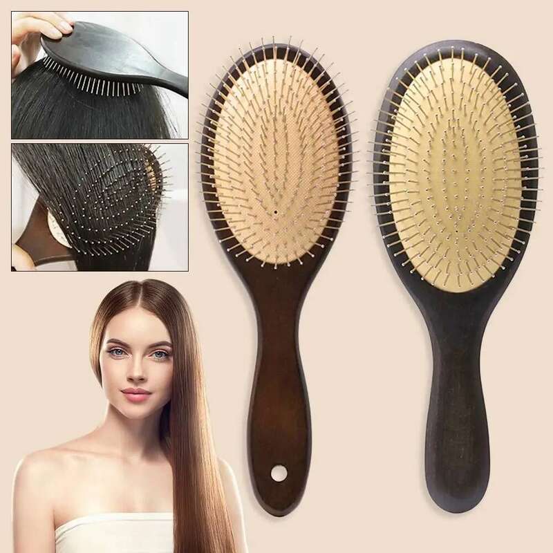 Hairbrush Head Massage Wood Combing Brush Care With Steel Needle Scalp Airbag Hair brush