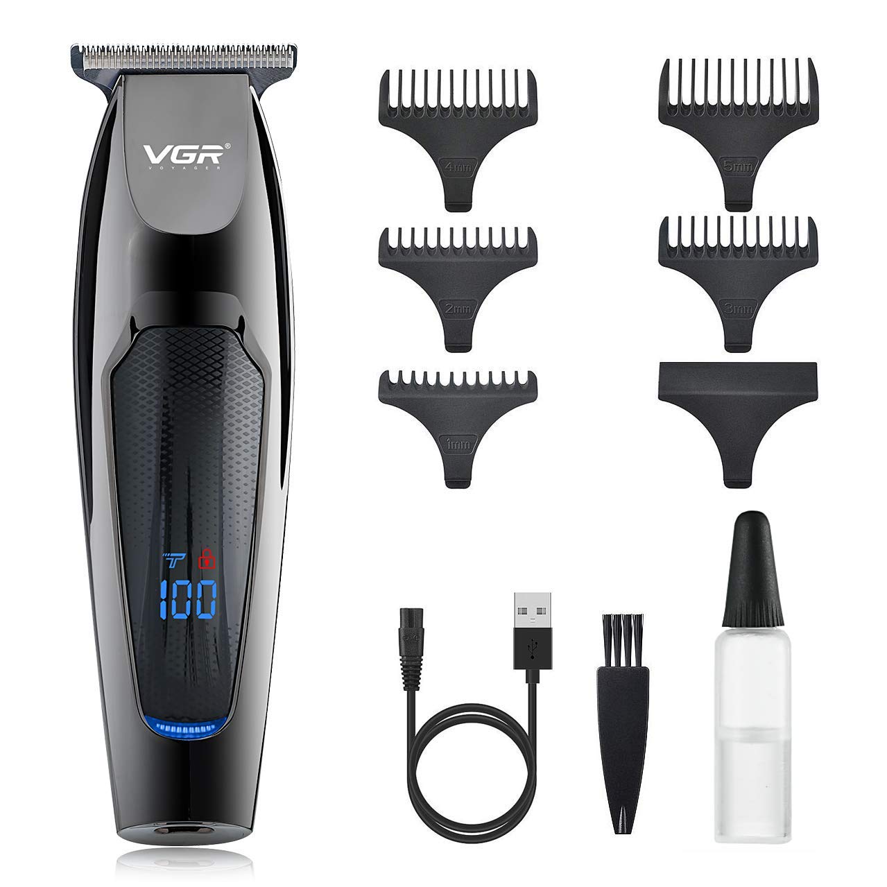 VGR 070 Hair Clipper Personal Electric Trimmer Rechargeable Strong Power Steel Cutter Head With LED Screen