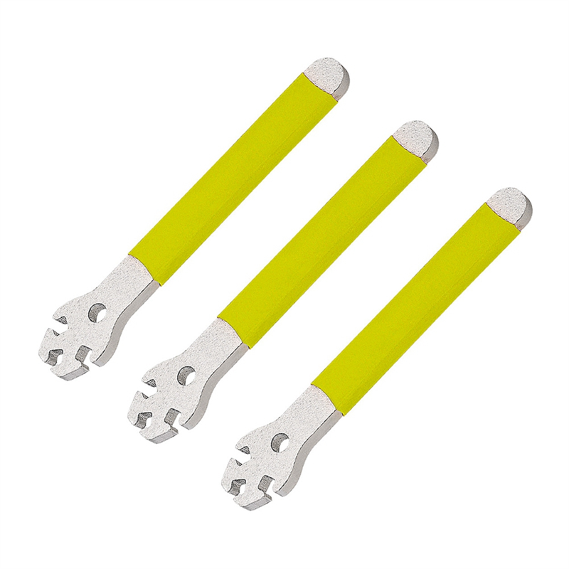 Sojhoop 3Pcs Yellow Mountain Bike Spoke Wrench Adjustment Corrector Installation of Steel Spoke Cap Tool