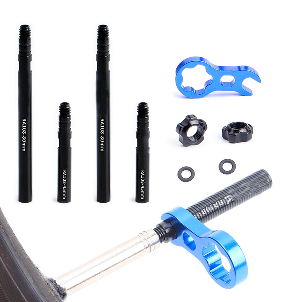 RA108 80mm Aluminium Alloy With Wrench Presta Integrated Valve Extender Bicycle Parts Bike Accessories Inner Tubes Valve Extension