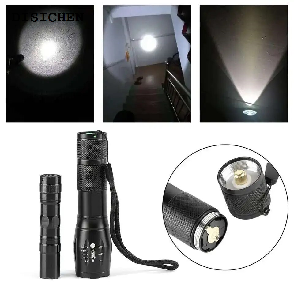 DISICHEN Portable High Quality Outdoor Camping Practical Waterproof Torch Zoomable Flashlight 5000 Lumens LED Flashlight Strong Light Small Torch