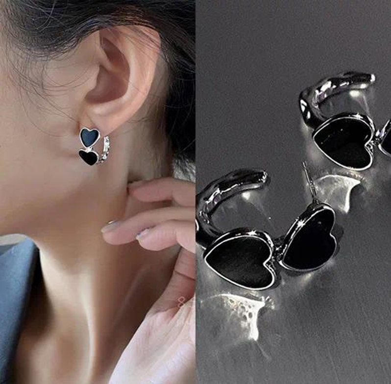 Bles Black Heart Earring-Party wear earrings 3A.04 QC