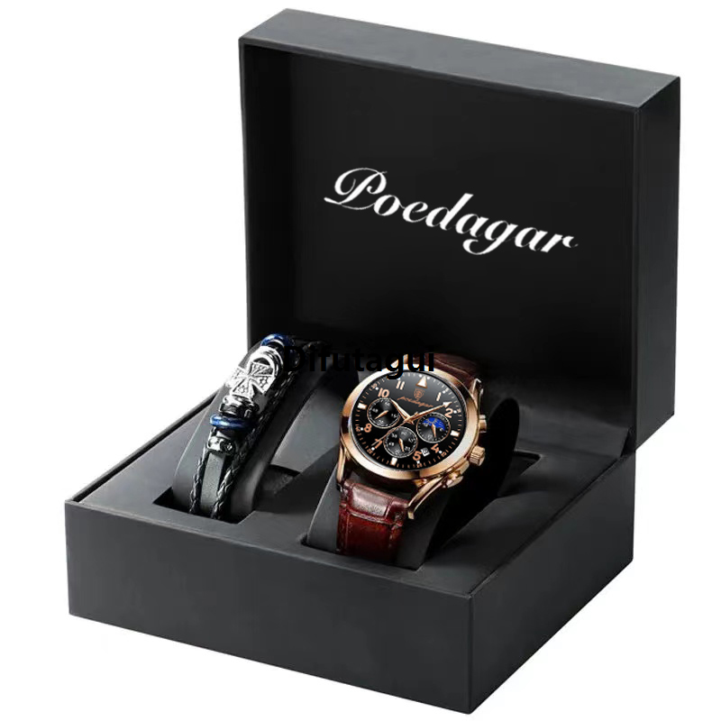 Difutagui POEDAGAR Men Watches 2021 New Fashion Leather Waterproof Luminous Original Top Brand Luxury Mens Quartz Wristwatch Relogio Masculino