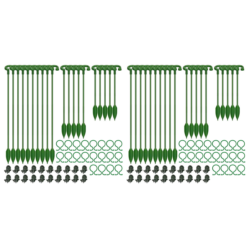 fasdaga 120Pcs Plant Supports Set - 40 Pack Flower Plant Stakes Sticks (3 Sizes), 40 Plant Support Clips and 40 Orchid Clips