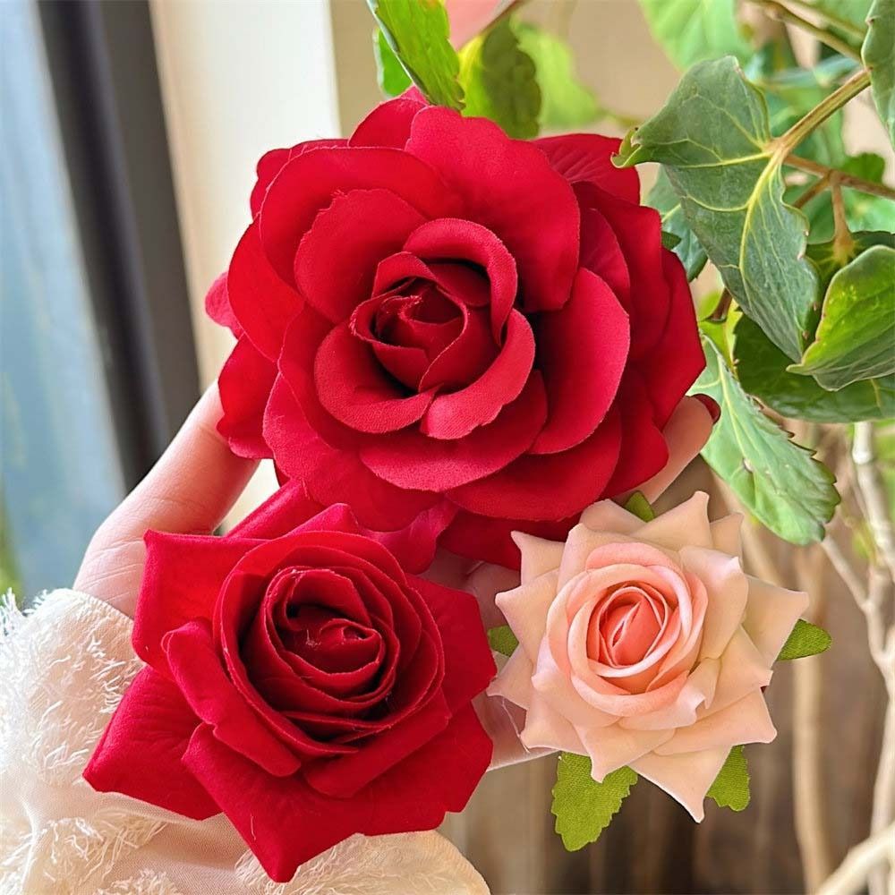 Retro Cloth Flower Hair Clip Hair Accessories Side Clip Rose Flower Hairpin Red Pink Girl Hair Clip Gifts