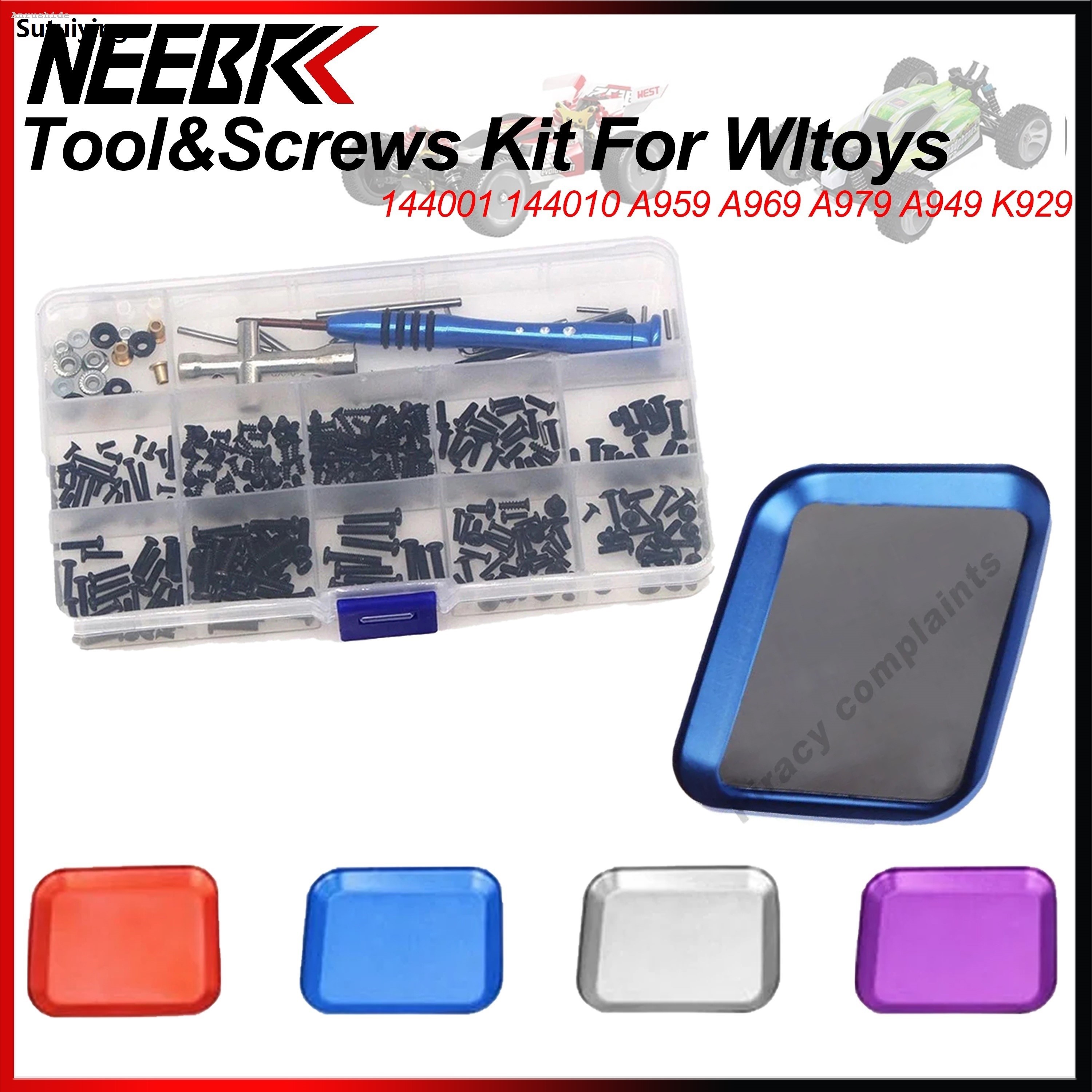 Sutuiying High Quality Anrushide NEEBRC RC Car Tool Screws Box Kit Set for Wltoys 1/14 1/16 New 1/18 144001/A949/A959/A969/A979/K92 RC Car Accessories